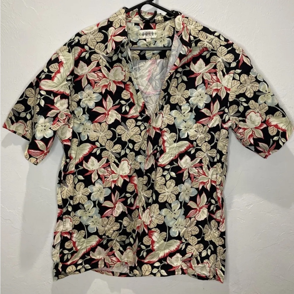 Campia Moda Hawaiian Shirt Black Floral  Men's L